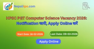 HPSC PGT Computer Science Vacancy 2026: Notification जारी, Apply Online करें