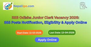 SSB Odisha Junior Clerk Vacancy 2026